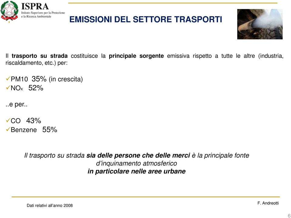 ) per: PM10 35% (in crescita) NOx 52%..e per.