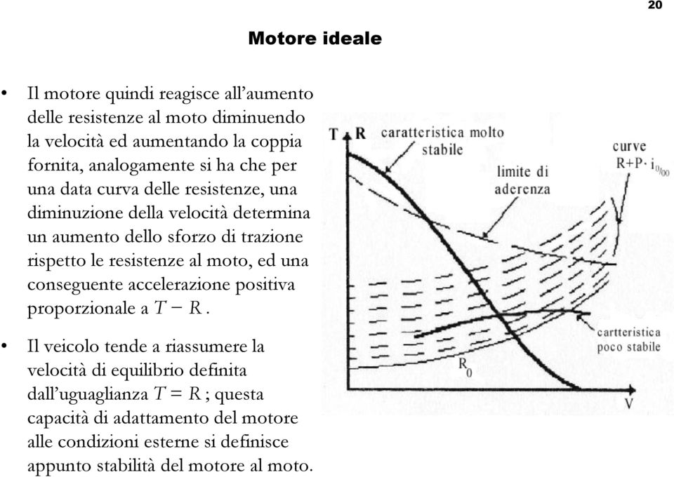 rispetto le resistenze al moto, ed una conseguente accelerazione positiva proporzionale a T R.