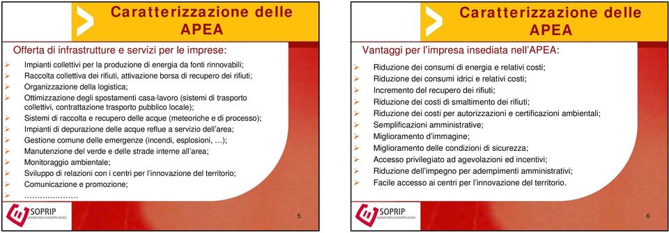 raccolta e recupero delle acque (meteoriche e di processo); Impianti di depurazione delle acque reflue a servizio dell area; Gestione comune delle emergenze (incendi, esplosioni, ); Manutenzione del