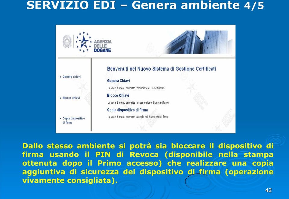 nella stampa ottenuta dopo il Primo accesso) che realizzare una copia