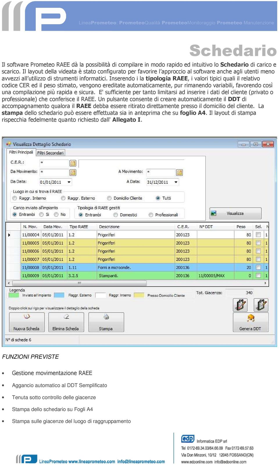 Inserendo i la tipologia RAEE, i valori tipici quali il relativo codice CER ed il peso stimato, vengono ereditate automaticamente, pur rimanendo variabili, favorendo così una compilazione più rapida