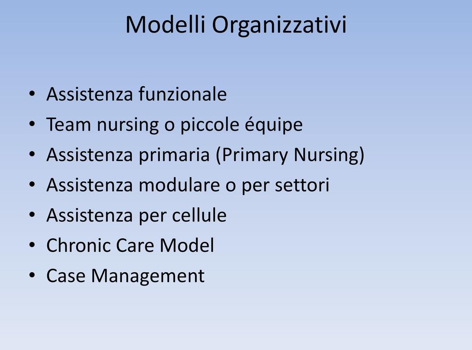 (Primary Nursing) Assistenza modulare o per