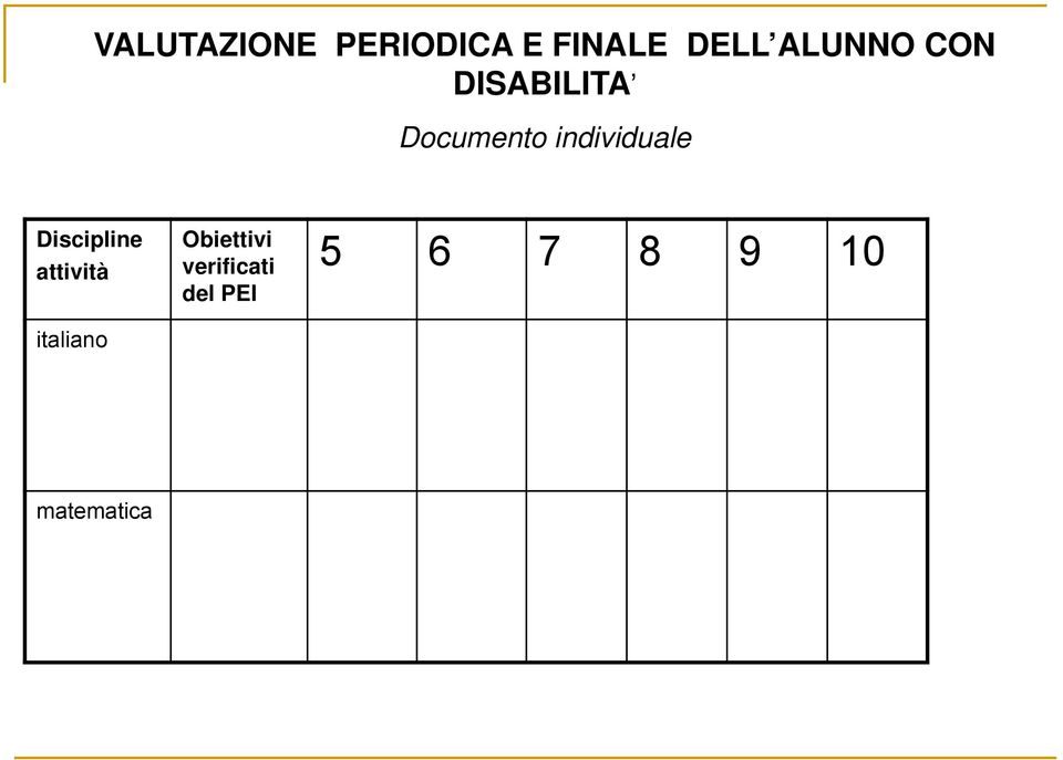 individuale Discipline attività italiano