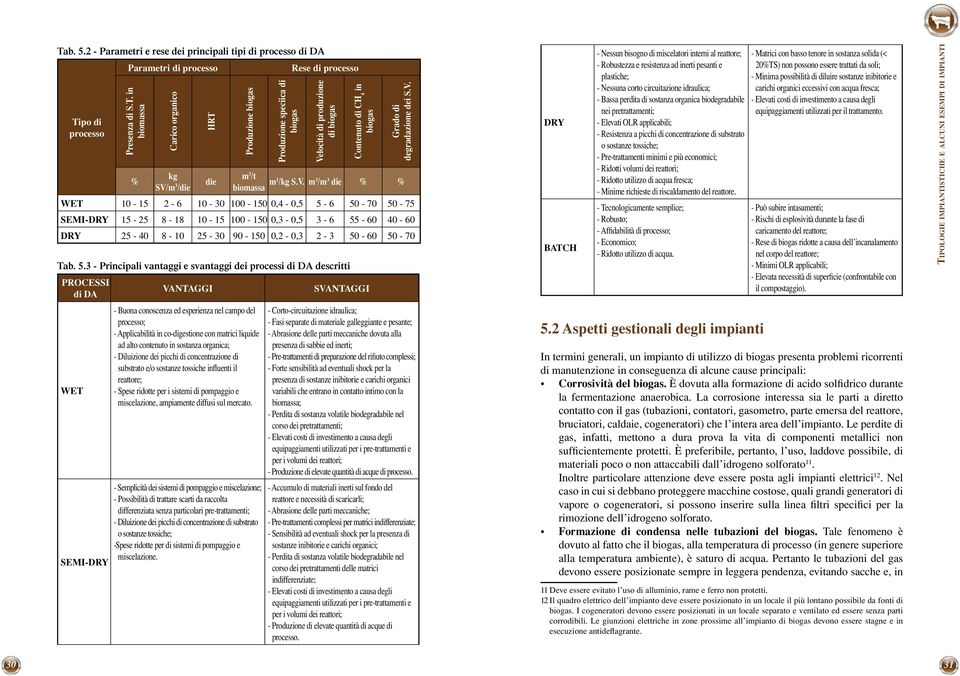 locità di produzione di biogas Contenuto di CH 4 in biogas Grado di degradazione dei S.V.