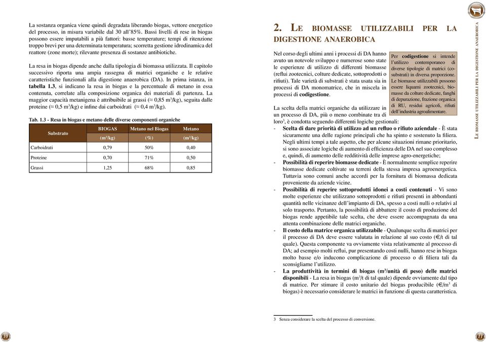 reattore (zone morte); rilevante presenza di sostanze antibiotiche. La resa in biogas dipende anche dalla tipologia di biomassa utilizzata.