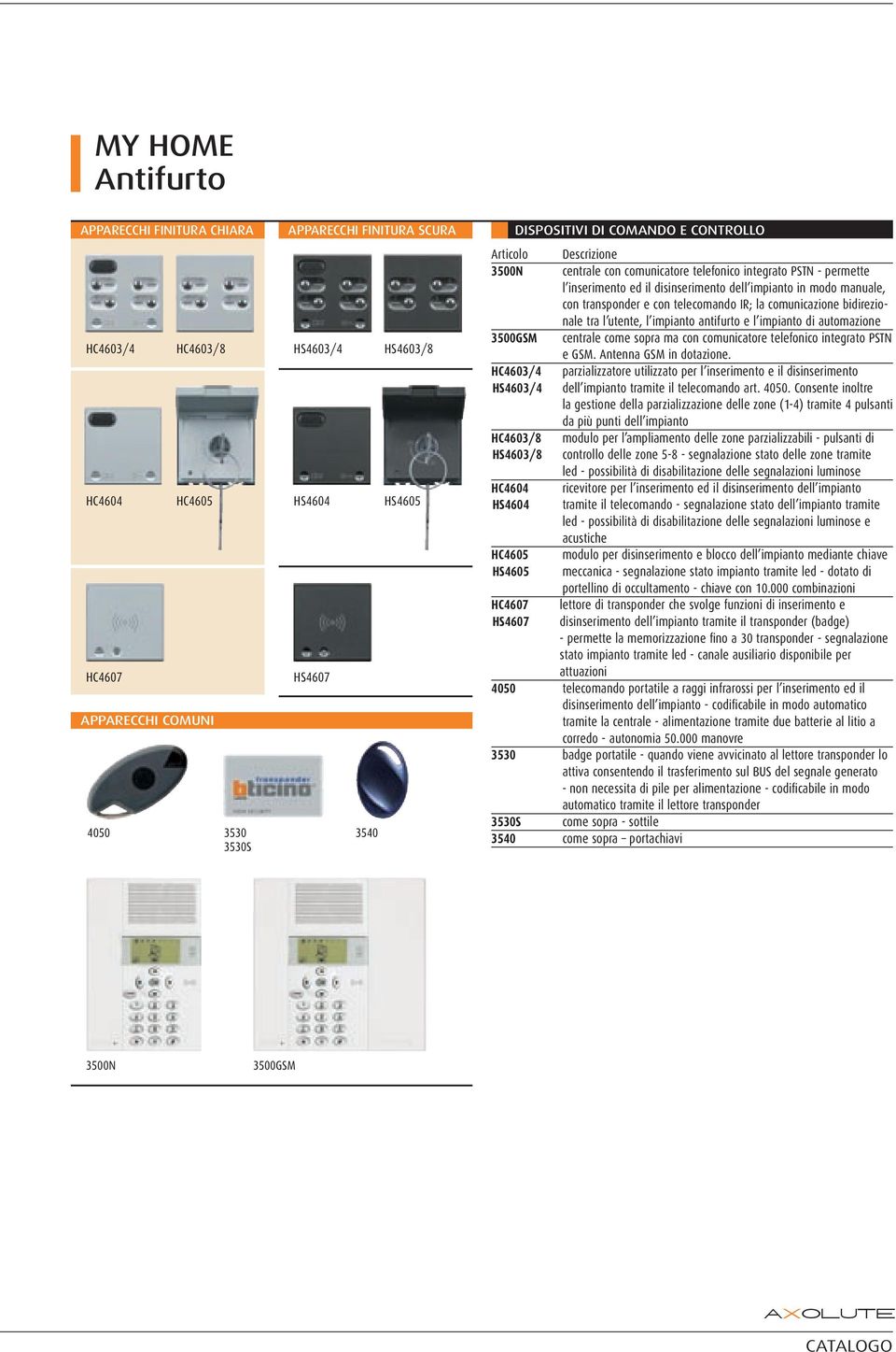 l impianto antifurto e l impianto di automazione 3500GSM centrale come sopra ma con comunicatore telefonico integrato PSTN e GSM. Antenna GSM in dotazione.