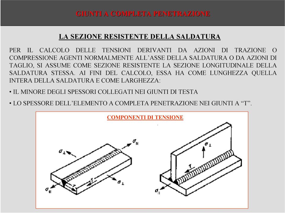 LONGITUDINALE DELLA SALDATURA STESSA.