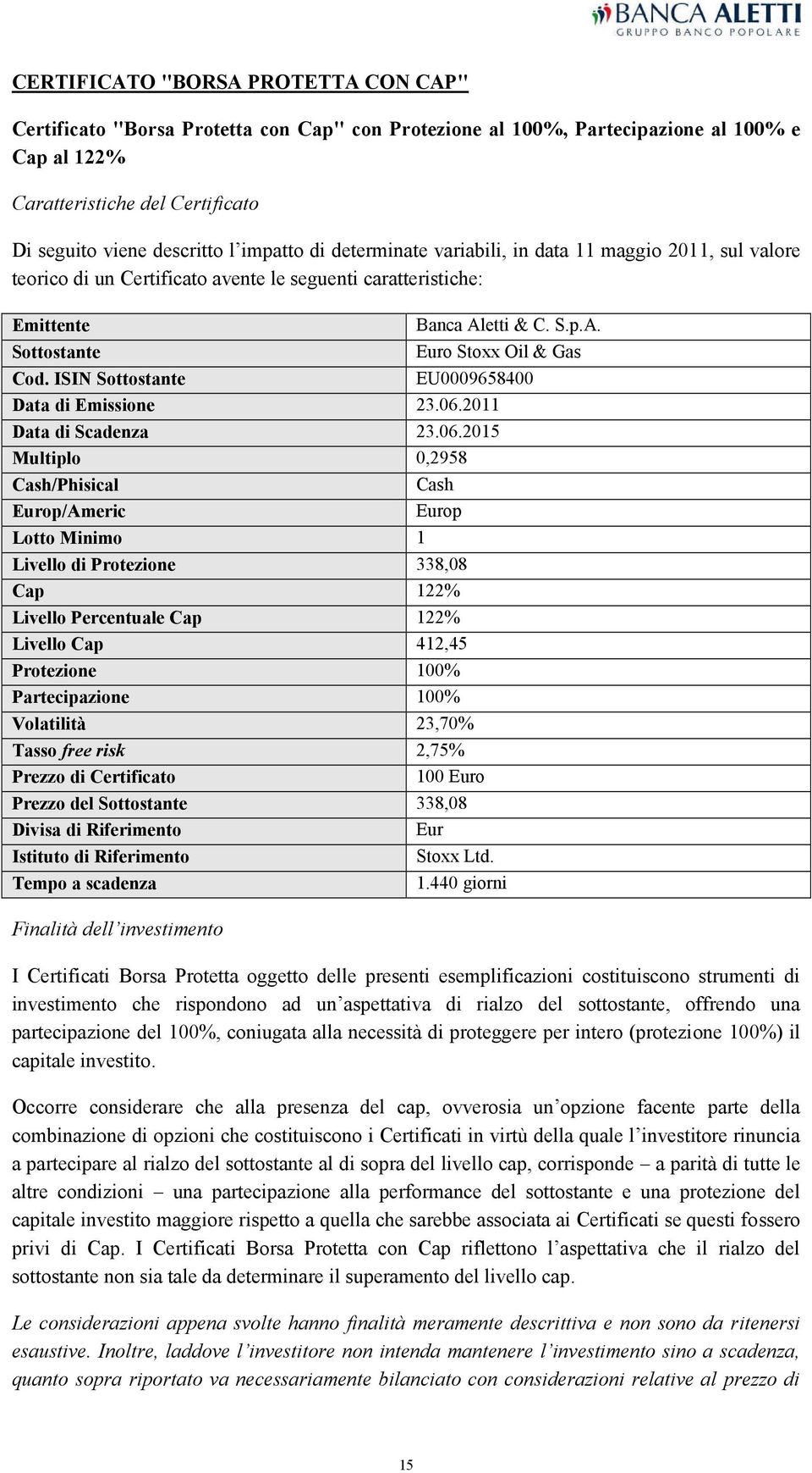 ISIN Sottostante EU0009658400 Data di Emissione 23.06.