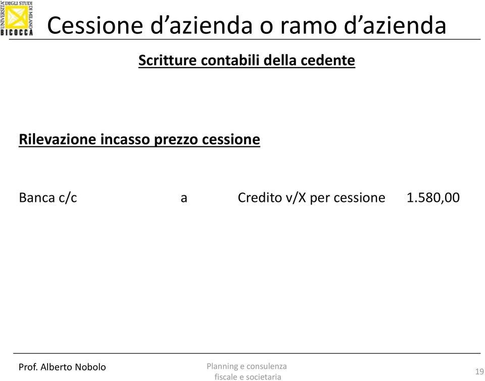 prezzo cessione Banca c/c a