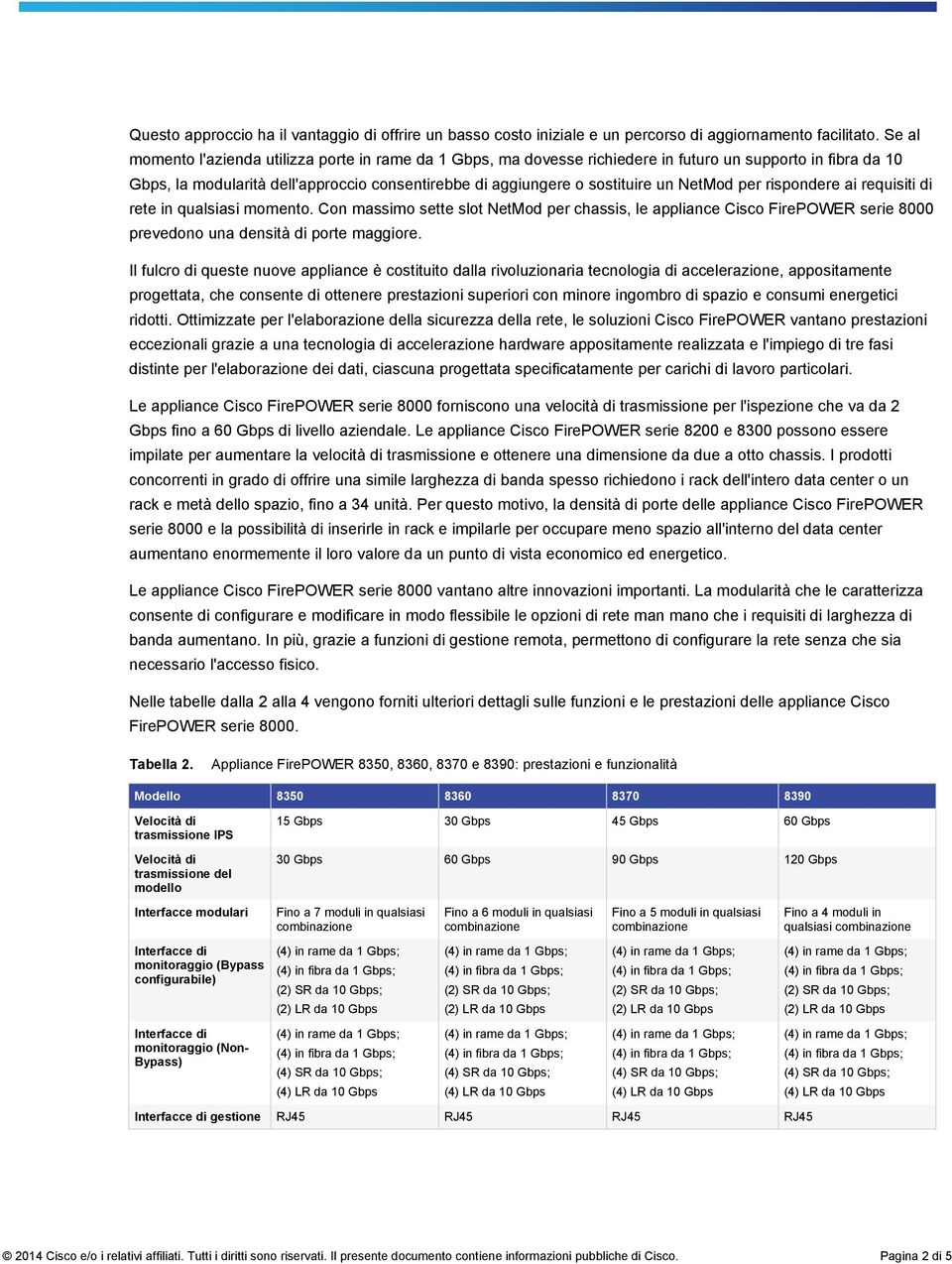 NetMod per rispondere ai requisiti di rete in qualsiasi momento. Con massimo sette slot NetMod per chassis, le appliance Cisco FirePOWER serie 8000 prevedono una densità di porte maggiore.