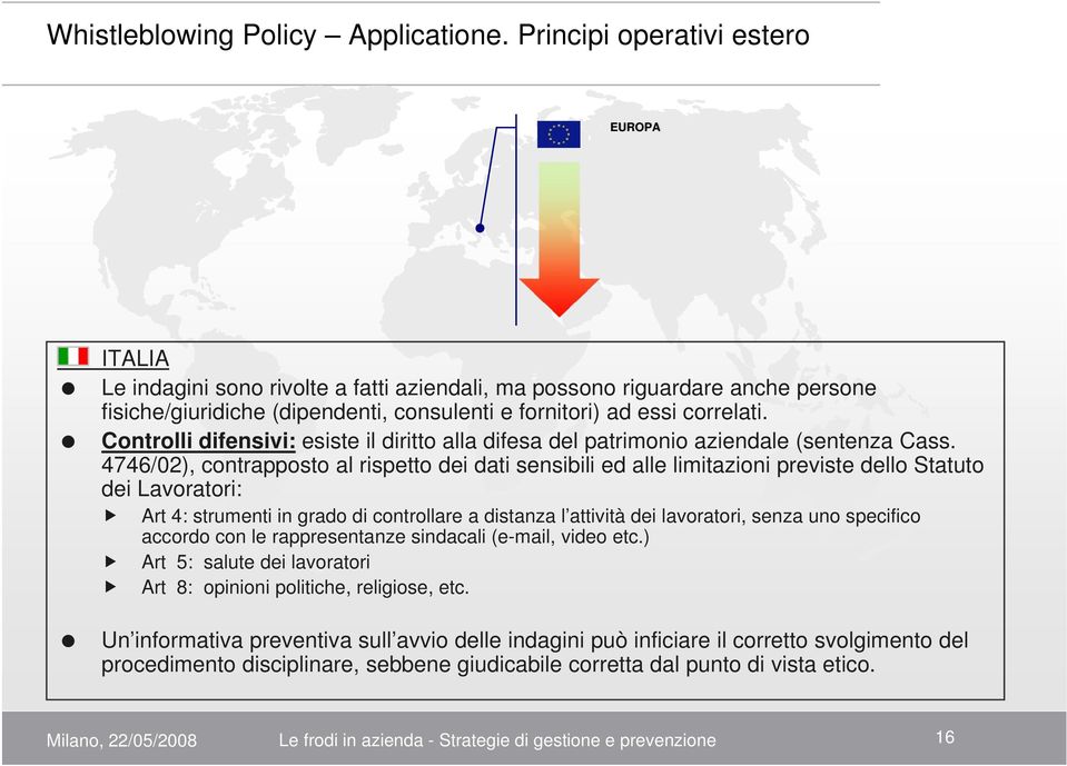 Controlli difensivi: esiste il diritto alla difesa del patrimonio aziendale (sentenza Cass.