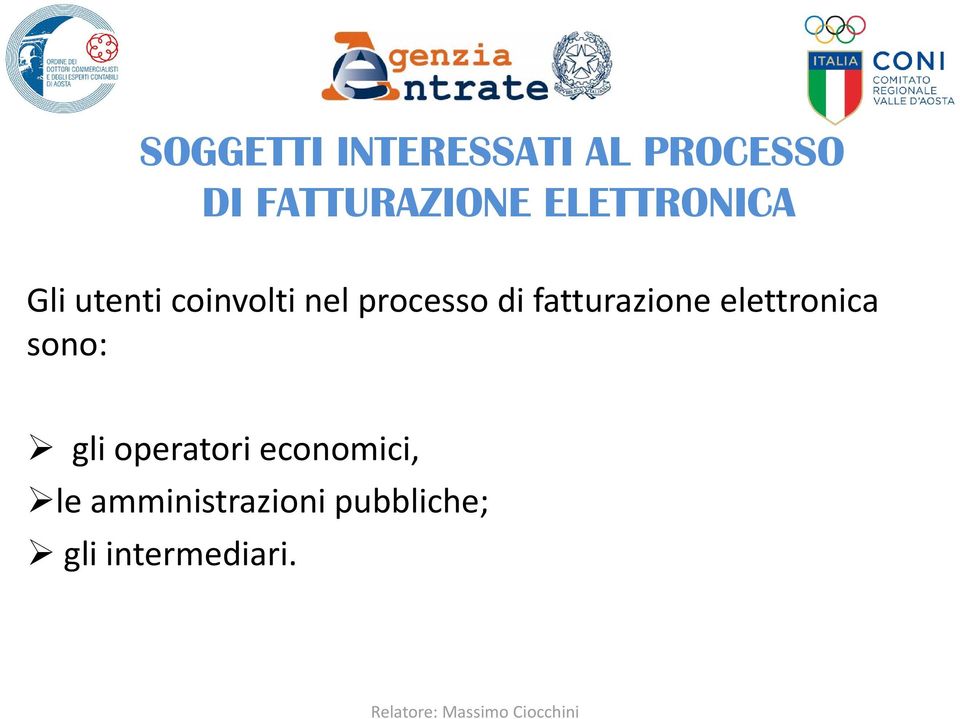 fatturazione elettronica sono: gli operatori