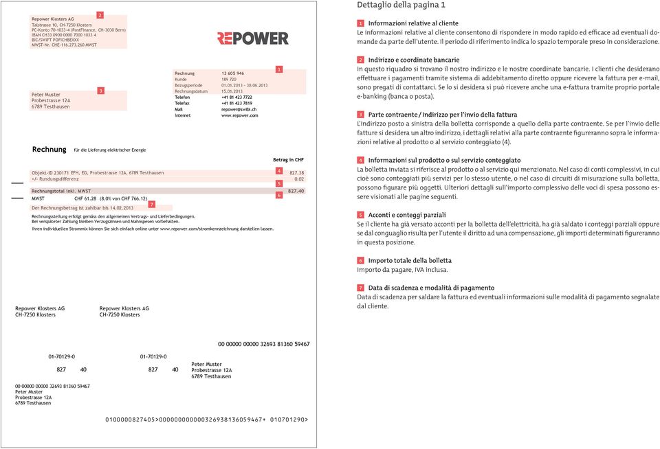 2013 Telefon +41 81 423 7722 Telefax +41 81 423 781 Mail Internet Betrag in CHF Objekt-ID 230171 EFH, EG,, 678 Testhausen 4 827.38 +/- Rundungsdifferenz 0.02 5 Rechnungstotal inkl. MWST 827.