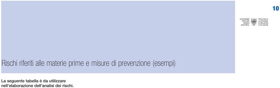 seguente tabella è da utilizzare nell