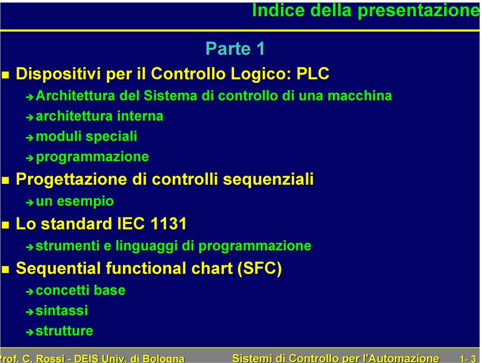 Architettura del Sistema di controllo di una macchina architettura interna moduli speciali programmazione