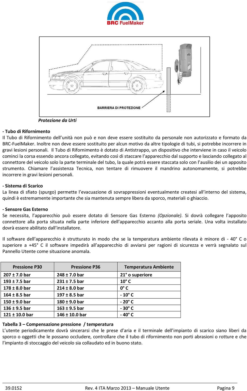 Il Tubo di Rifornimento è dotato di Antistrappo, un dispositivo che interviene in caso il veicolo cominci la corsa essendo ancora collegato, evitando così di staccare l apparecchio dal supporto e