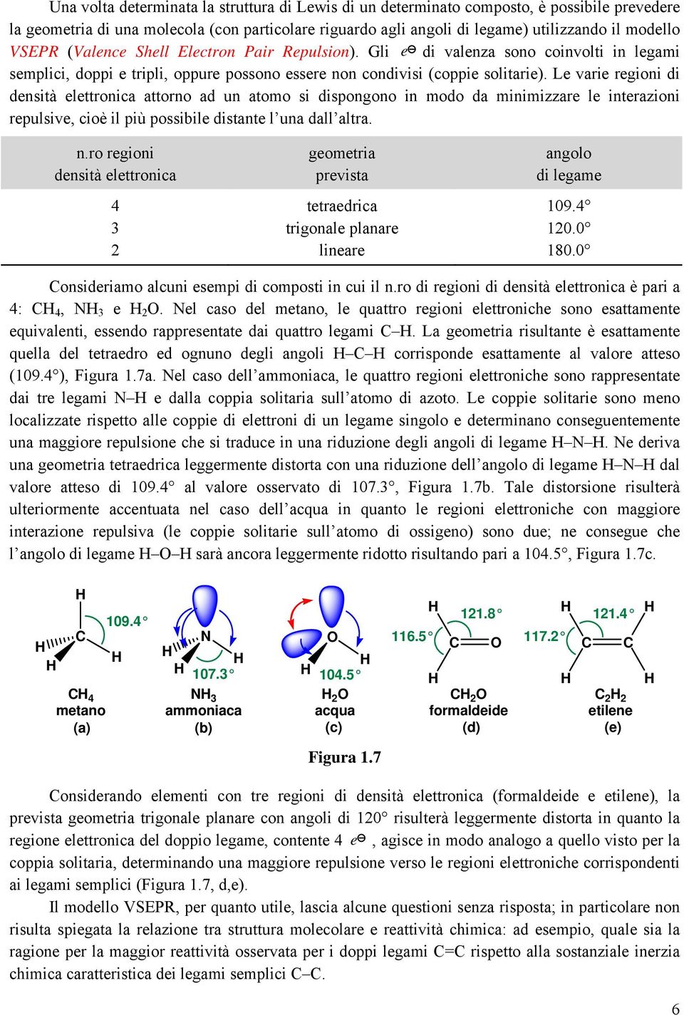 Le varie regioni di densità elettronica attorno ad un atomo si dispongono in modo da minimizzare le interazioni repulsive, cioè il più possibile distante l una dall altra. n.