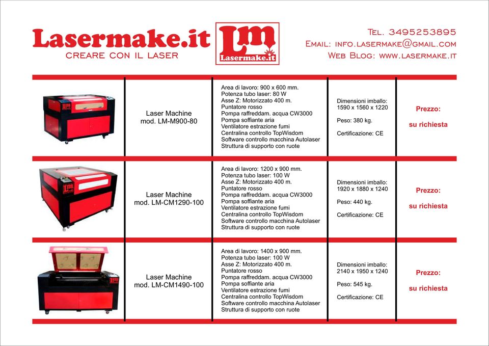 LM-CM1290-100 Area di lavoro: 1200 x 900 mm.