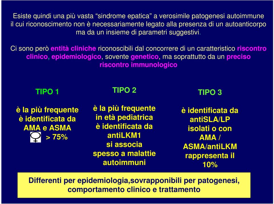 Ci sono però entità cliniche riconoscibili dal concorrere di un caratteristico riscontro clinico, epidemiologico, sovente genetico, ma soprattutto da un preciso riscontro immunologico