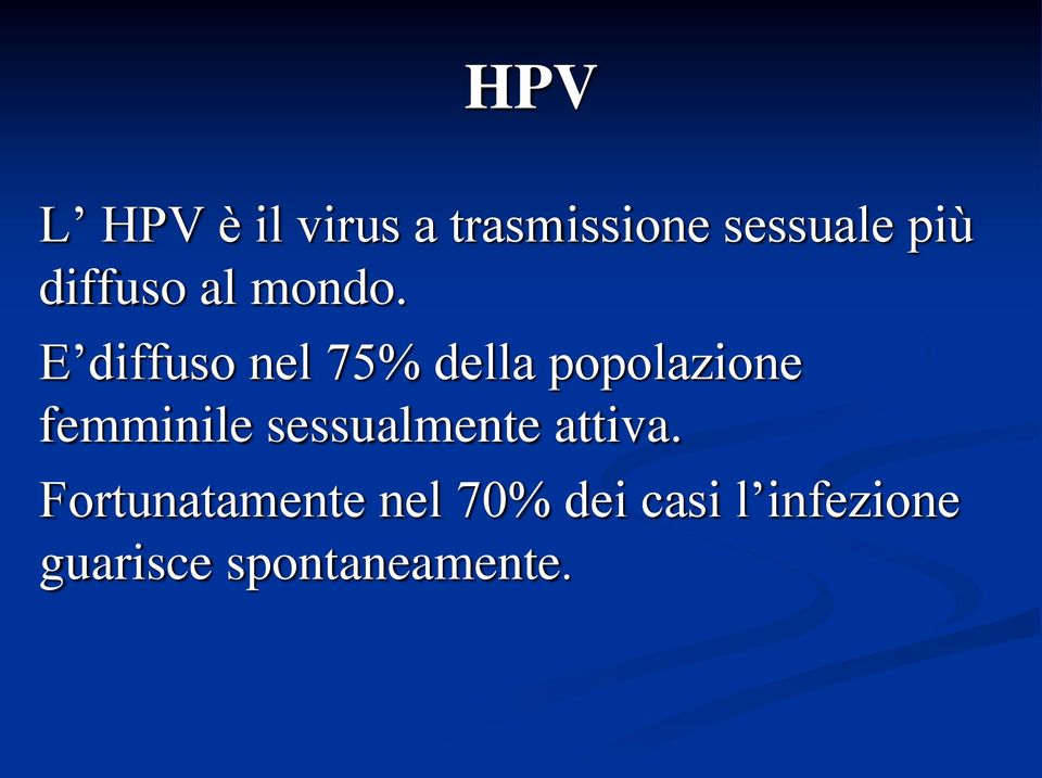 E diffuso nel 75% della popolazione femminile