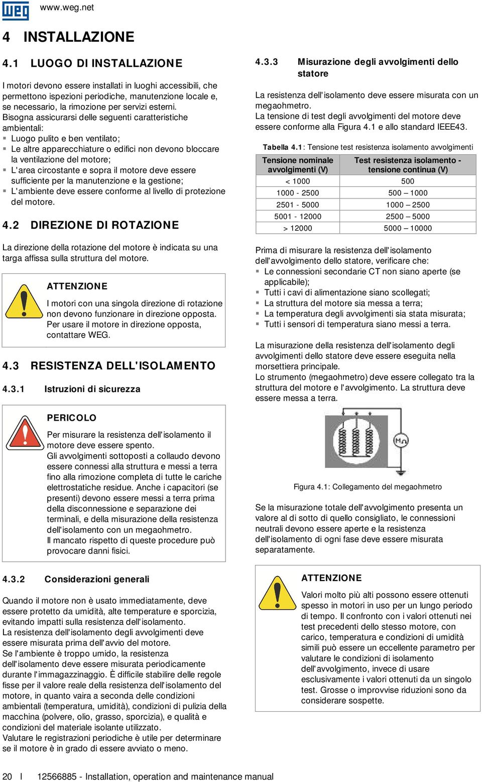 Bisogna assicurarsi delle seguenti caratteristiche ambientali: Luogo pulito e ben ventilato; Le altre apparecchiature o edifici non devono bloccare la ventilazione del motore; L'area circostante e