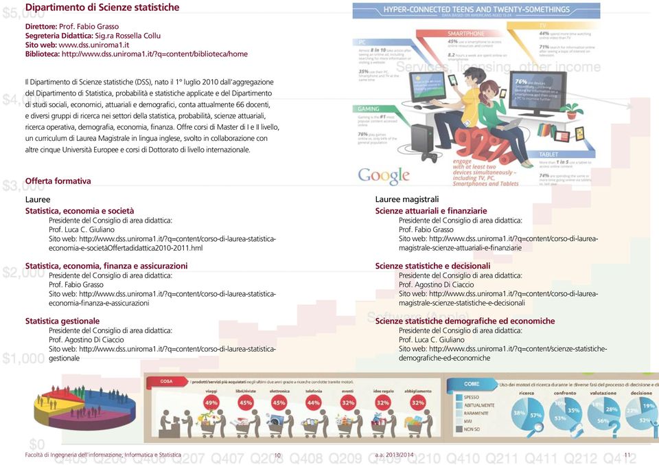 di studi sociali, economici, attuariali e demografici, conta attualmente 66 docenti, e diversi gruppi di ricerca nei settori della statistica, probabilità, scienze attuariali, ricerca operativa,