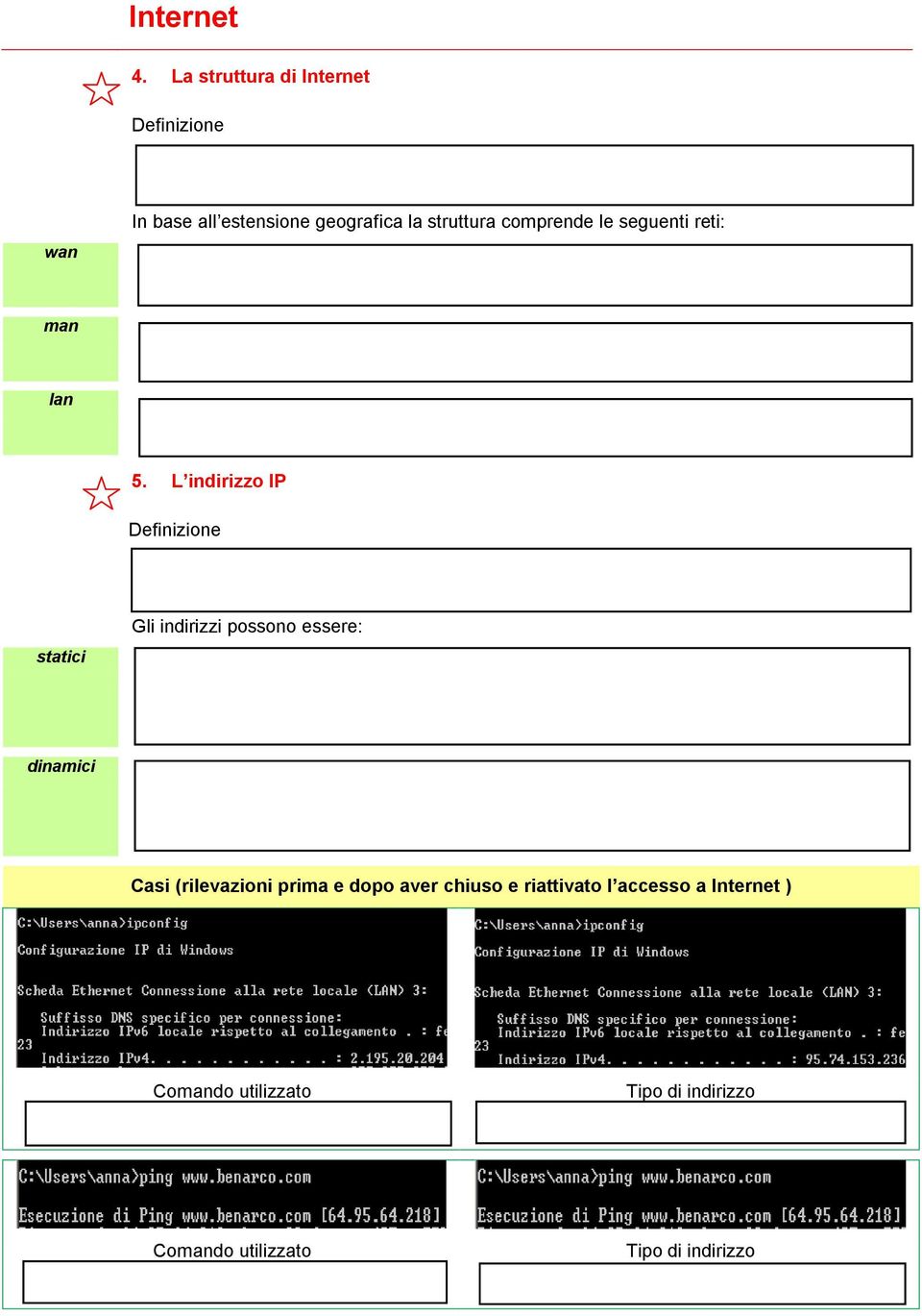 le seguenti reti: man lan 5.