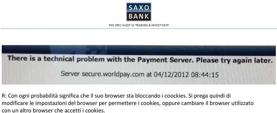 Si prega quindi di modificare le impostazioni del browser