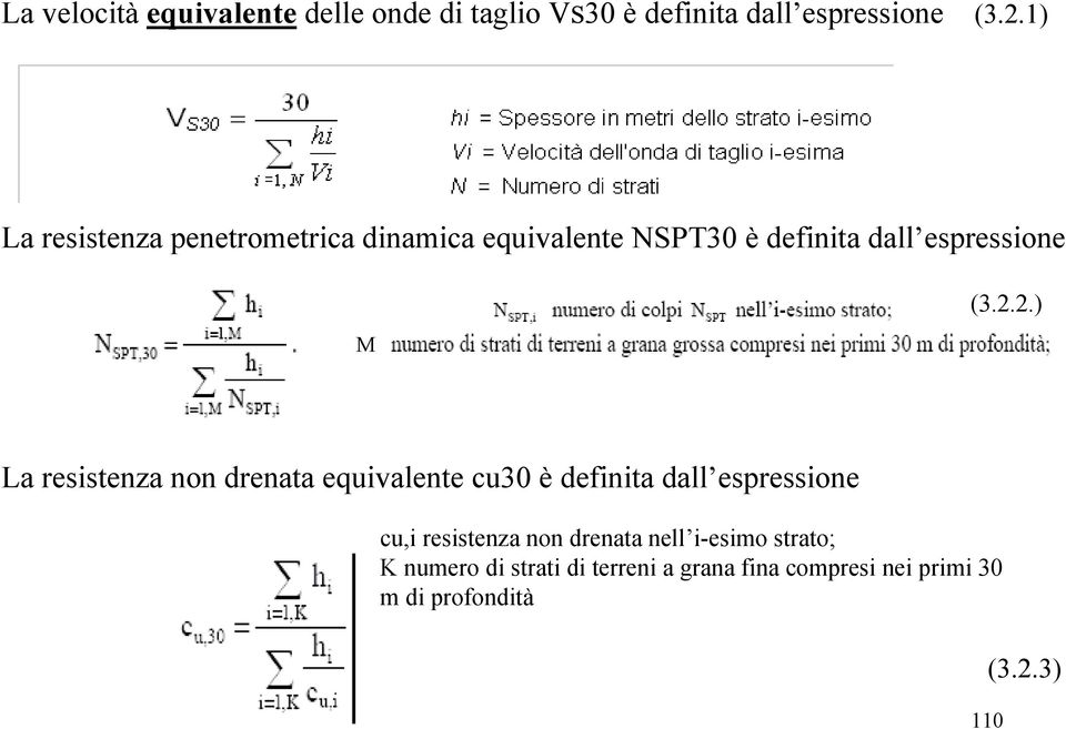 2.) La resistenza non drenata equivalente cu30 è definita dall espressione cu,i resistenza non