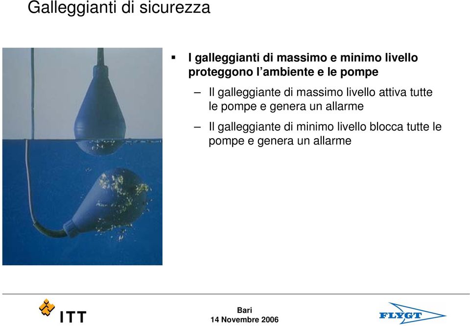 massimo livello attiva tutte le pompe e genera un allarme Il