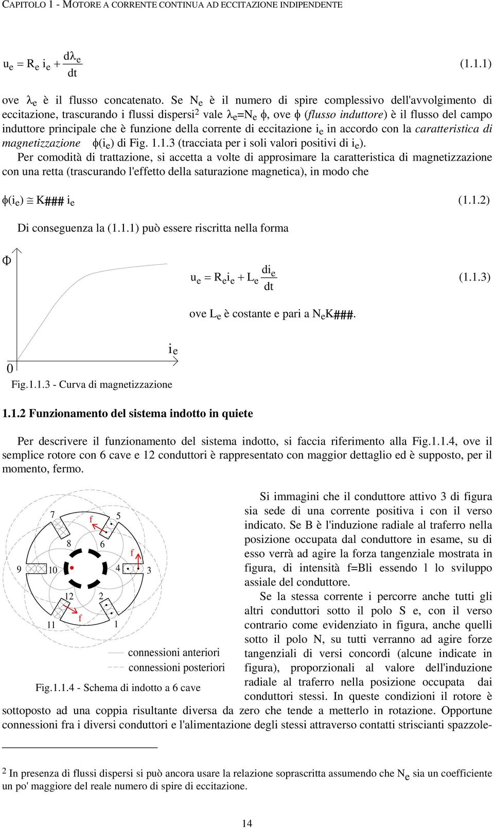 funzione della corrente dccitazione in accordo con la caratteristica di magnetizzazione φ( ) di Fig...3 (tracciata per i soli valori positivi di ).