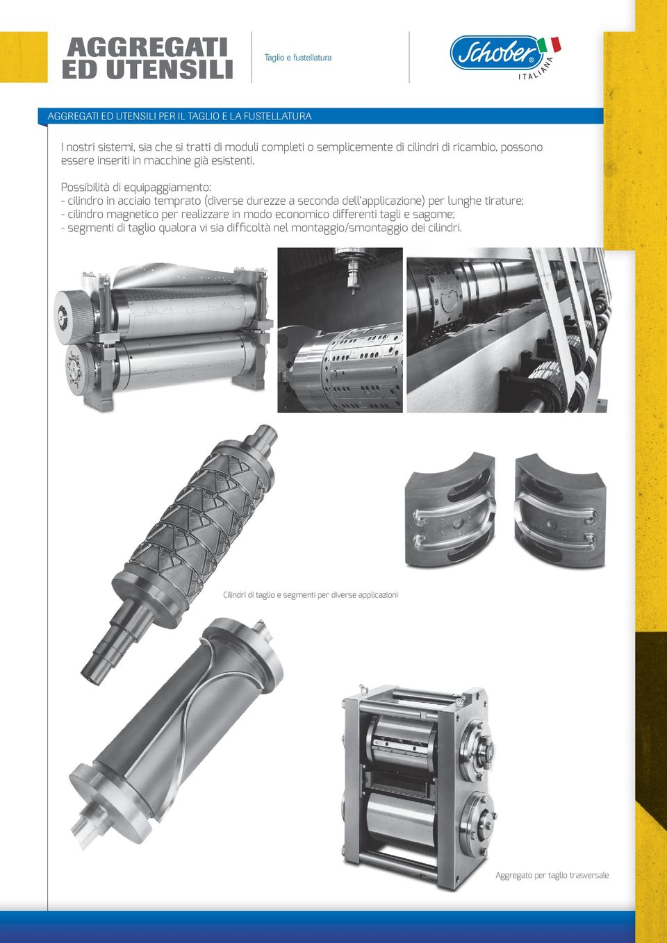 Possibilità di equipaggiamento: - cilindro in acciaio temprato (diverse durezze a seconda dell applicazione) per lunghe tirature; - cilindro magnetico per