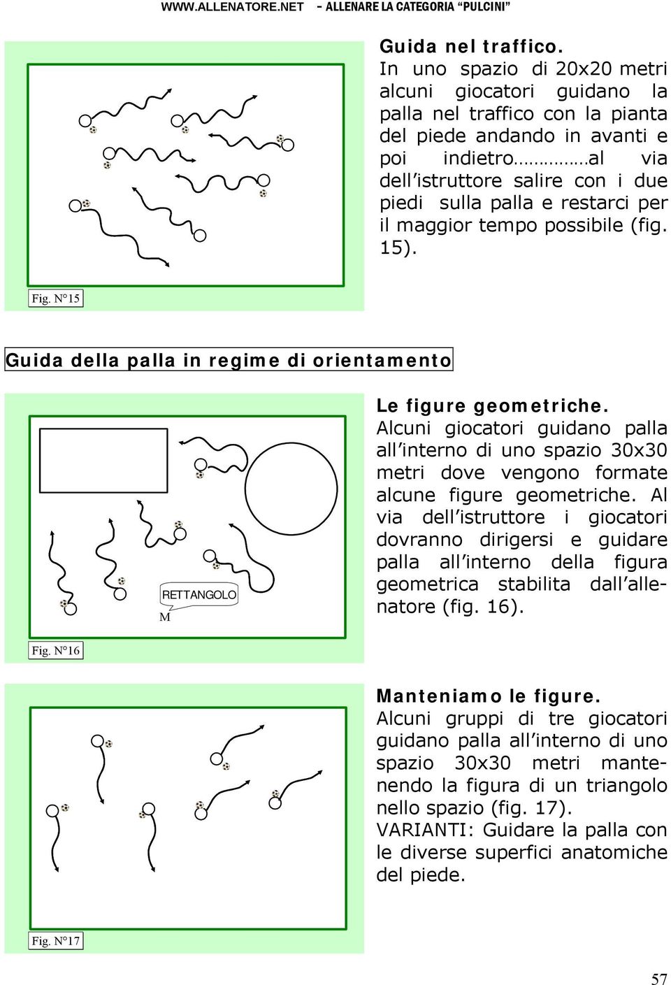restarci per il maggior tempo possibile (fig. 15). Fig. N 15 Guida della palla in regime di orientamento RETTANGOLO Le figure geometriche.