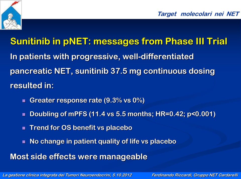 5 mg continuous dosing resulted in: Greater response rate (9.3% vs 0%) Doubling of mpfs (11.4 vs 5.