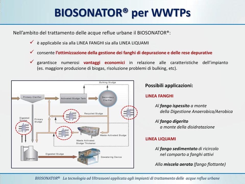 (es. maggiore produzione di biogas, risoluzione problemi di bulking, etc).