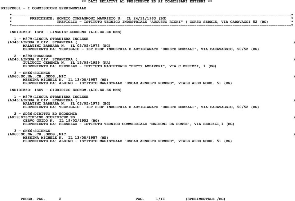 EX MNS) 1 - M879:LINGUA STRANIERA INGLESE MALATINI BARBARA N.