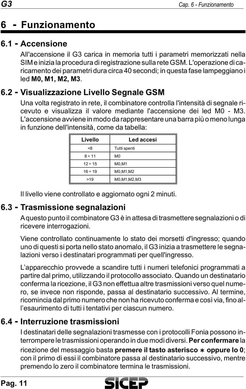 L'o pe ra zio ne di ca - ri ca men to dei pa ra me tri dura cir ca 40 se con di; in que sta fase lam peg gia no i led M0, M1, M2, M3. 6.