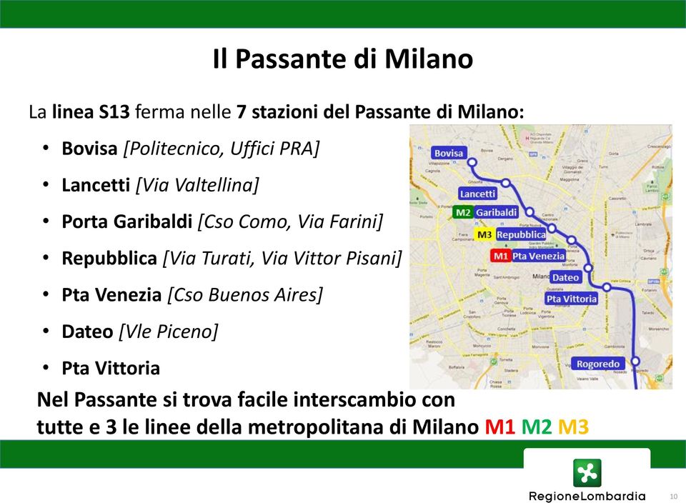 Vittor Pisani] Pta Venezia [Cso Buenos Aires] Dateo [Vle Piceno] Pta Vittoria Il Passante di