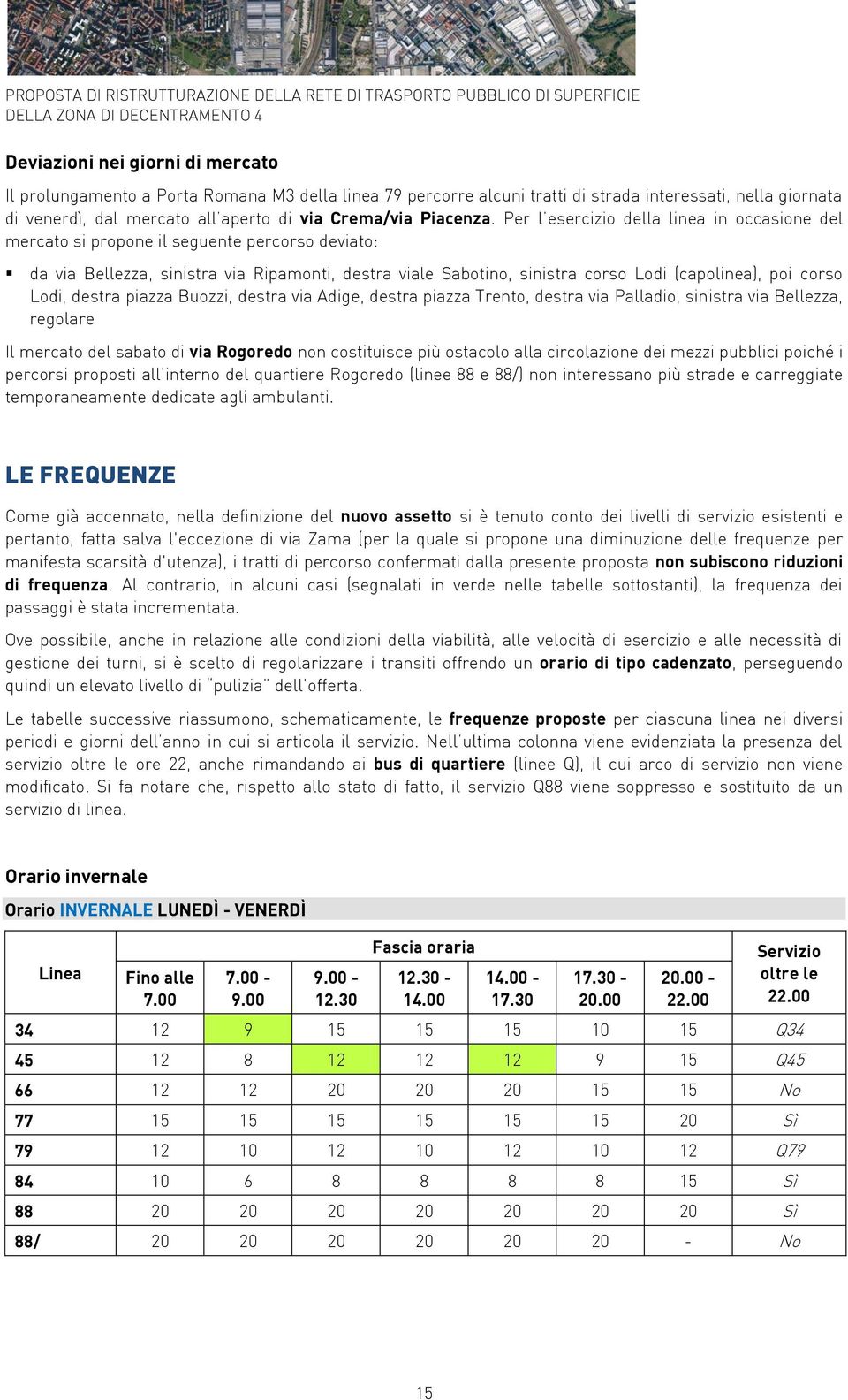 Per l esercizio della linea in occasione del mercato si propone il seguente percorso deviato: da via Bellezza, sinistra via Ripamonti, destra viale Sabotino, sinistra corso Lodi (capolinea), poi