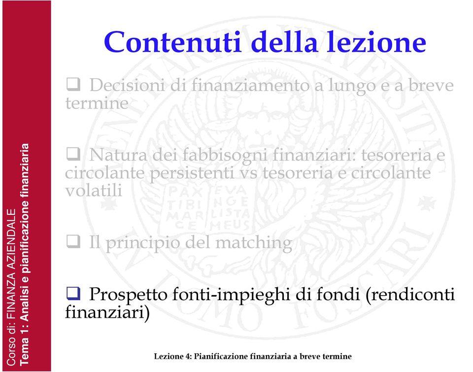 finanziari: tesoreria e circolante persistenti vs tesoreria e circolante