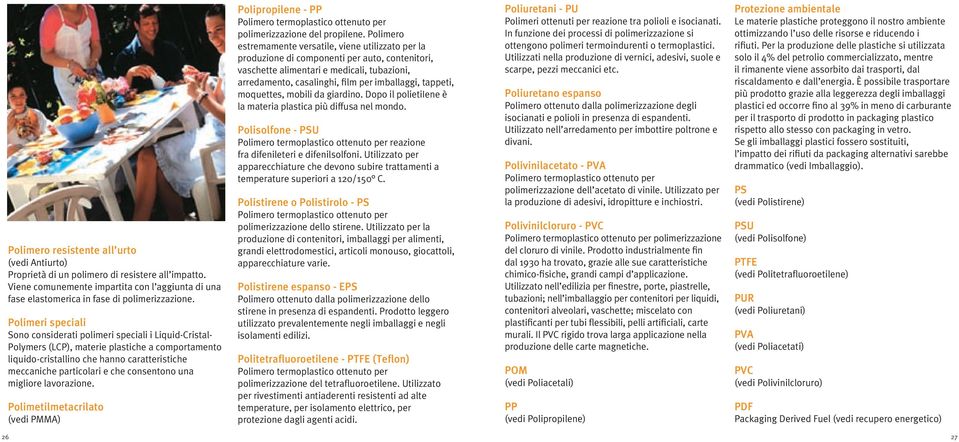 consentono una migliore lavorazione. Polimetilmetacrilato (vedi PMMA) Polipropilene - PP Polimero termoplastico ottenuto per polimerizzazione del propiiene.