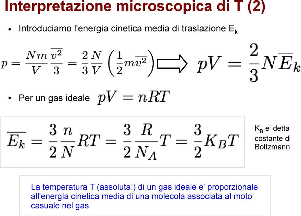 Boltzmann La temperatura T (assoluta!