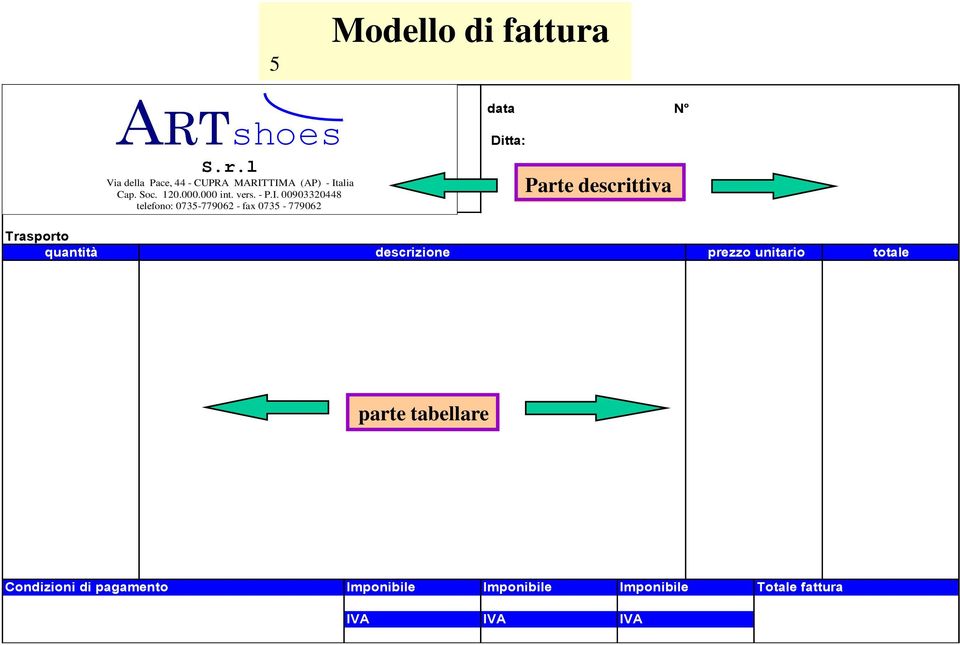 00903320448 telefono: 0735-779062 - fax 0735-779062 data N Ditta: Parte descrittiva