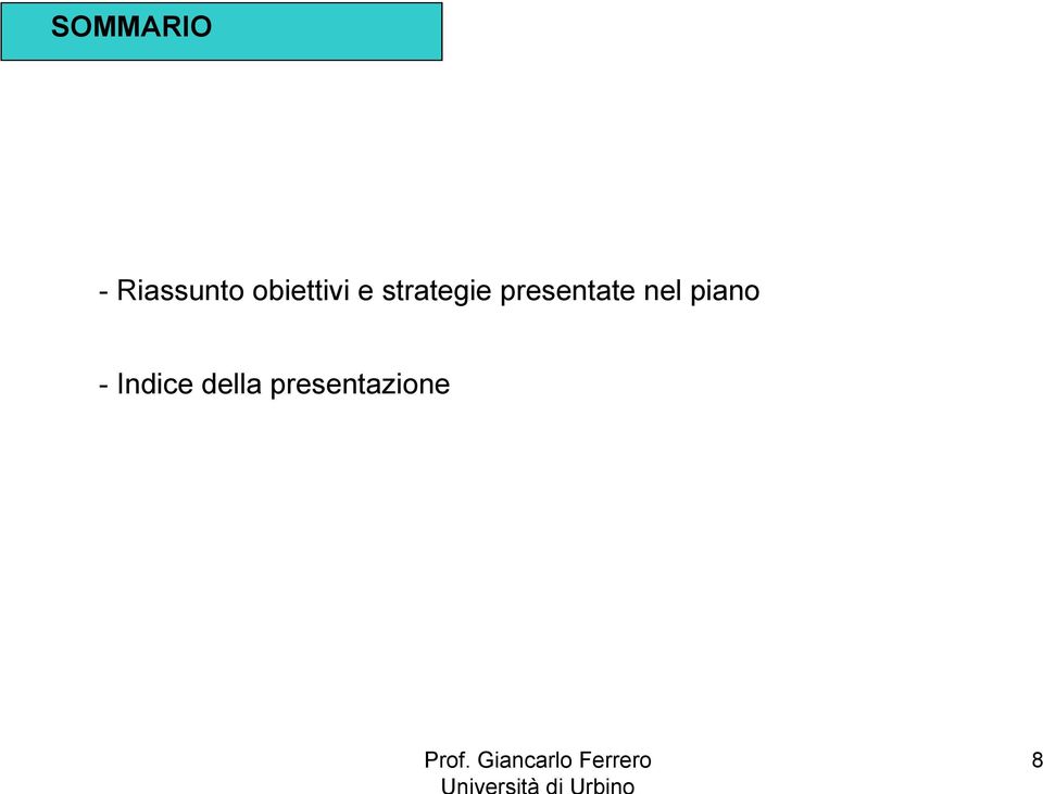 presentate nel piano - Indice