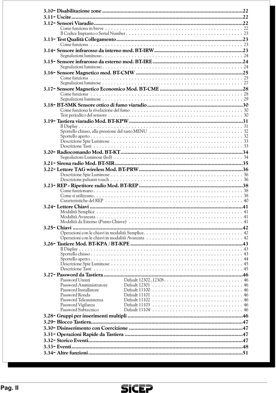 BT-CMW...25 Come fun zio na...25 Segnalazioni luminose...27 3.17- Sensore Magnetico Economico Mod. BT-CME...28 Come fun zio na...28 Segnalazioni luminose...29 3.