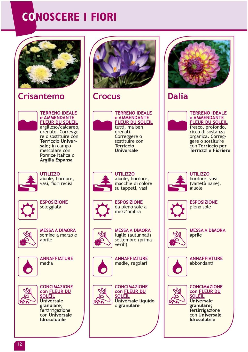 Correggere o sostituire con Terriccio fresco, profondo, ricco di sostanza organica.