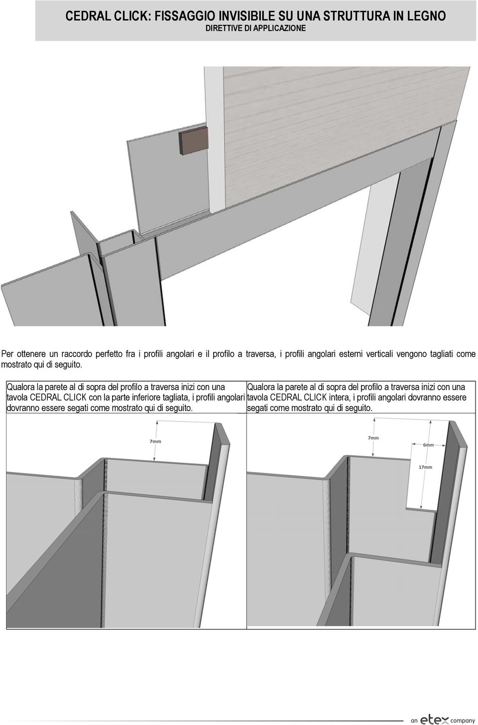 Qualora la parete al di sopra del profilo a traversa inizi con una Qualora la parete al di sopra del profilo a traversa inizi con