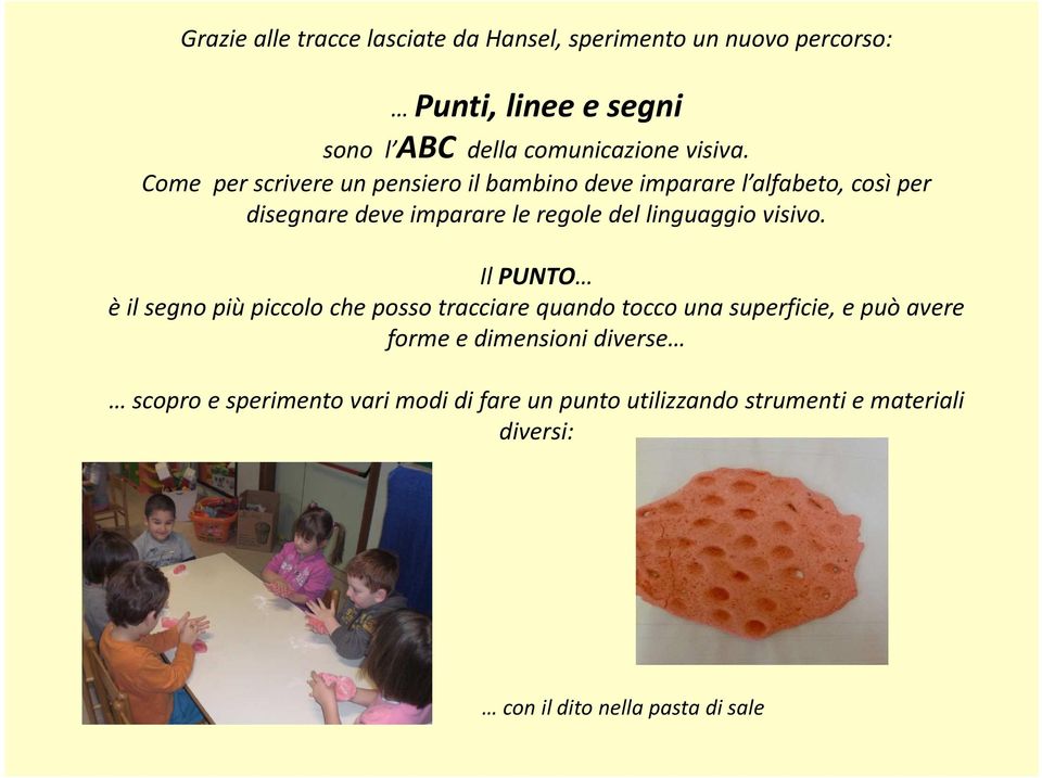 Come per scrivere un pensiero il bambino deve imparare l alfabeto, così per disegnare deve imparare le regole del linguaggio