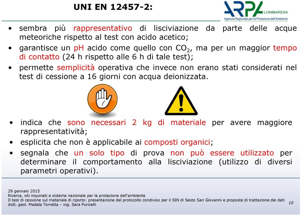 cessione a 16 giorni con acqua deionizzata.