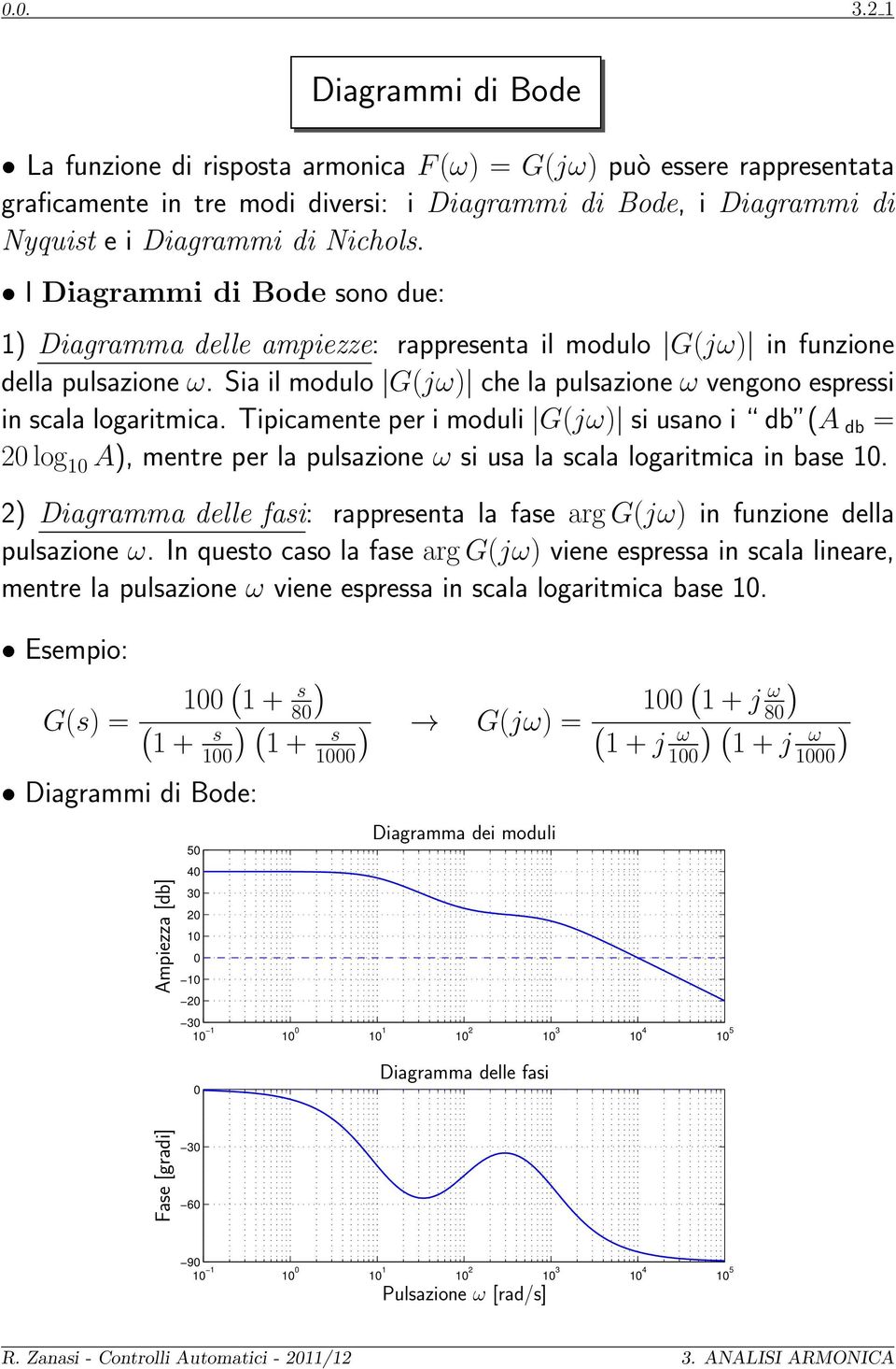 Sia il modulo G(jω) che la pulsazione ω vengono espressi in scala logaritmica.